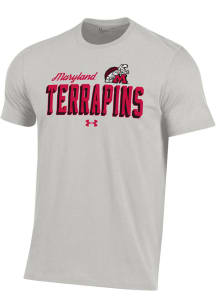 Under Armour Maryland Terrapins Grey Logo over Mascot Name Perf Cotton Short Sleeve T Shirt