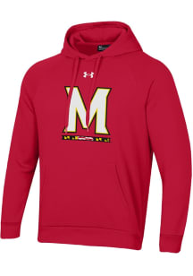 Under Armour Maryland Terrapins Mens Red Primary Team Logo All Day Long Sleeve Hoodie