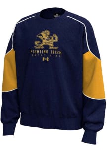 Under Armour Notre Dame Fighting Irish Youth Navy Blue Double Knit Long Sleeve Crew Sweatshirt