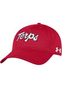 Under Armour Maryland Terrapins Script Washed Performance Adjustable Hat - Red