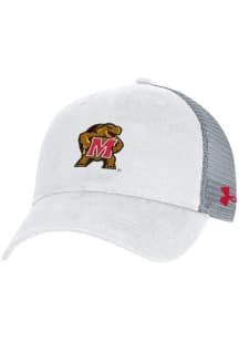Under Armour Maryland Terrapins Washed Performance Trucker Adjustable Hat - White