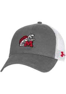 Under Armour Maryland Terrapins Retro Washed Performance Trucker Adjustable Hat - Charcoal