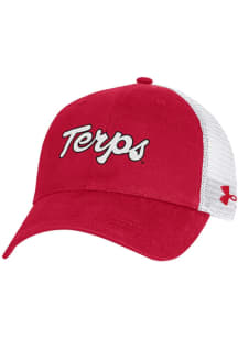 Under Armour Maryland Terrapins Script Washed Performance Trucker Adjustable Hat - Red
