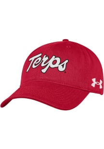 Under Armour Maryland Terrapins Red Script Washed Performance Womens Adjustable Hat