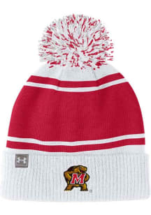 Under Armour Maryland Terrapins White Youth POM Beanie Youth Knit Hat