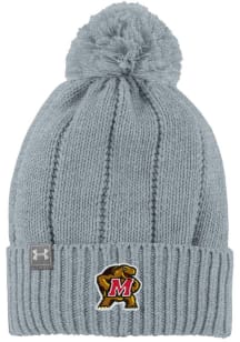 Under Armour Maryland Terrapins Grey Women's POM Beanie Design Womens Knit Hat