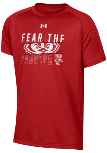 Under Armour Wisconsin Badgers Youth Red Tech Design Short Sleeve T-Shirt