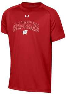 Under Armour Wisconsin Badgers Youth Red Tech Short Sleeve T-Shirt