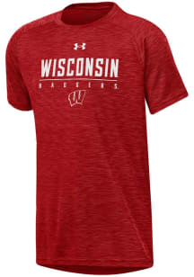 Under Armour Wisconsin Badgers Youth Red Rye Tech Short Sleeve T-Shirt