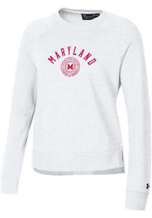 Under Armour Maryland Terrapins Womens White Rival Crew Sweatshirt