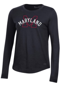 Under Armour Maryland Terrapins Womens Black Preformance LS Tee
