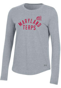 Under Armour Maryland Terrapins Womens Grey Preformance LS Tee