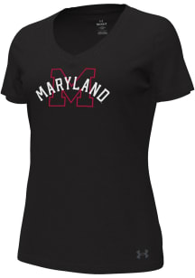Under Armour Maryland Terrapins Womens Black Preformance Short Sleeve T-Shirt