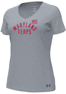 Under Armour Maryland Terrapins Womens Grey Preformance Style Short Sleeve T-Shirt