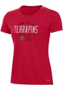 Under Armour Maryland Terrapins Womens Red Preformance Short Sleeve T-Shirt