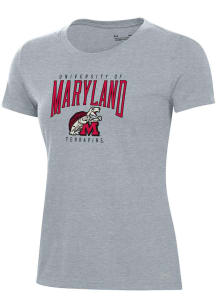Under Armour Maryland Terrapins Womens Grey Preformance Short Sleeve T-Shirt
