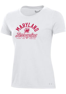 Under Armour Maryland Terrapins Womens White Preformance Short Sleeve T-Shirt