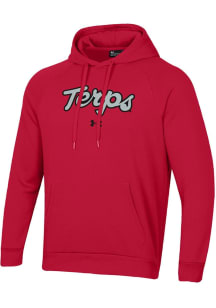 Under Armour Maryland Terrapins Mens Red All Day Metallic Script Long Sleeve Hoodie