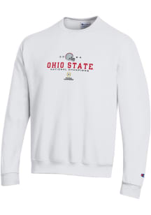 Champion Ohio State Buckeyes Mens White 2024 Football National Champions Embroidered Long Sleeve C..