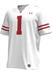 Under Armour Wisconsin Badgers White Football Number 1 Replica Jersey Football Jersey