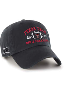 47 Texas Tech Red Raiders 2025 BIG 12 Champs Event Clean Up Adjustable Hat - Black