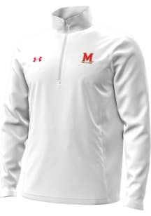 Under Armour Maryland Terrapins Mens White Sideline Pro Hybrid Long Sleeve Qtr Zip Pullover