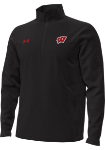 Under Armour Wisconsin Badgers Mens Black Sideline Pro Hybrid Long Sleeve Qtr Zip Pullover