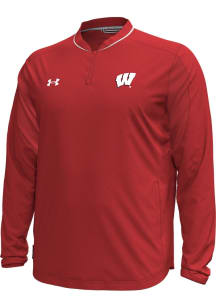 Under Armour Wisconsin Badgers Mens Red Sideline Motivate Long Sleeve Qtr Zip Pullover