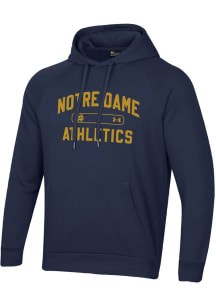Under Armour Notre Dame Fighting Irish Mens Navy Blue Rival Fleece Long Sleeve Hoodie