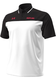 Under Armour Maryland Terrapins Mens White Sideline Blocked Short Sleeve Polo