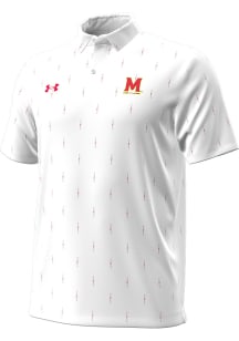 Under Armour Maryland Terrapins Mens White Sideline Printed Short Sleeve Polo