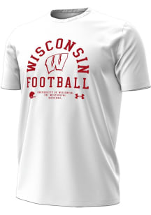 Under Armour Wisconsin Badgers White Football Performance Cotton Short Sleeve T Shirt
