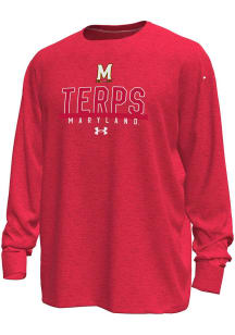 Under Armour Maryland Terrapins Red Gameday Motion Heavy Weight Long Sleeve T-Shirt