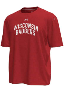 Under Armour Wisconsin Badgers Black Gameday Motion Heavy Weight Short Sleeve T Shirt