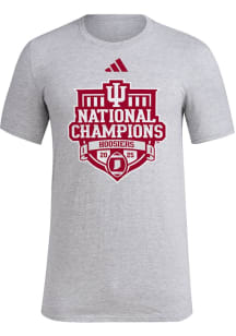 Adidas Indiana Hoosiers Grey 2025 College Football National Champions Parade Short Sleeve T Shirt
