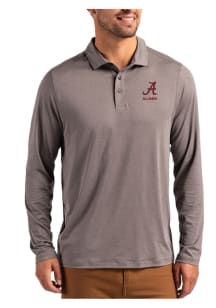 Cutter and Buck Alabama Crimson Tide Mens Graphite Alumni Coastline Long Sleeve Polo Shirt