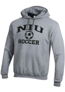 Champion Northern Illinois Huskies Mens Grey Soccer Icon Powerblend Long Sleeve Hoodie