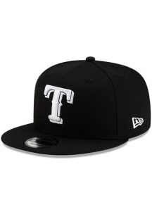 New Era Texas Rangers Black Tonal White Logo Basic 9FIFTY Mens Snapback Hat