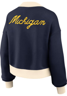 Nike Michigan Wolverines Womens Blue Academic Crop Bomber Light Weight Jacket