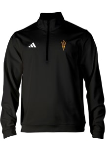 Adidas Arizona State Sun Devils Mens Black Heat Seal Elevated Long Sleeve Qtr Zip Pullover