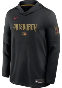 Nike Pittsburgh Pirates Mens Black Authentic Collection City Connect Long Sleeve Lightweight Hoodi..