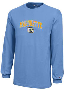 Champion Marquette Golden Eagles Youth Light Blue Team Logo Long Sleeve T-Shirt