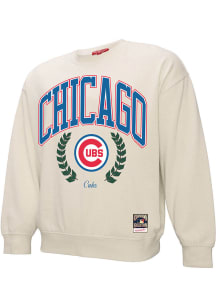 Mitchell and Ness Chicago Cubs Womens White Athletic Laurel Crew Sweatshirt