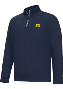 Footjoy Michigan Wolverines Mens Navy Blue Approach Long Sleeve Qtr Zip Pullover