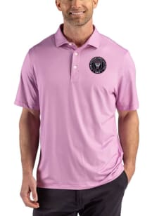 Cutter and Buck Inter Miami CF Mens Pink Lattice Short Sleeve Polo
