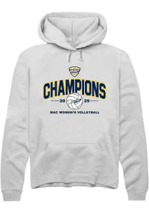 Summit Sportswear Toledo Rockets Mens White MAC 2025 Volleyball Champions Long Sleeve Hoodie