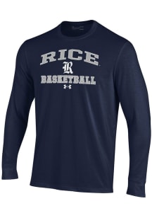 Under Armour Rice Owls Navy Blue Basketball Performance Long Sleeve T Shirt