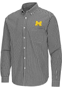 Antigua Michigan Wolverines Mens Black Ellis Long Sleeve Dress Shirt