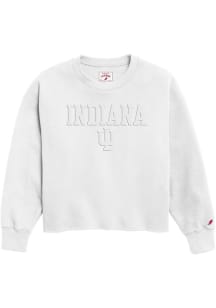 Indiana Hoosiers Womens White Reverse Fleece Crew Sweatshirt