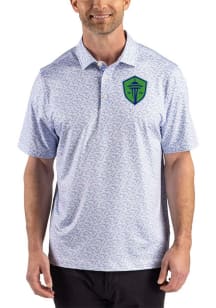 Cutter and Buck Seattle Sounders FC Mens Blue Fern Short Sleeve Polo